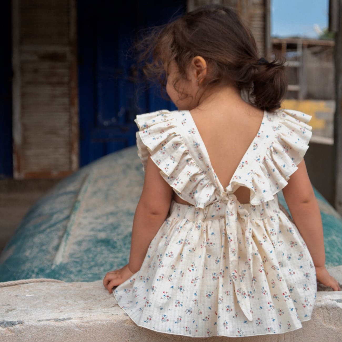 Floral Romper Suit W/ Frill