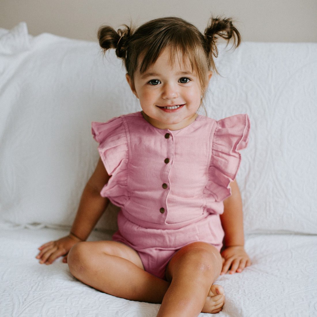 Muslin Ruffle Bodysuit | Peony