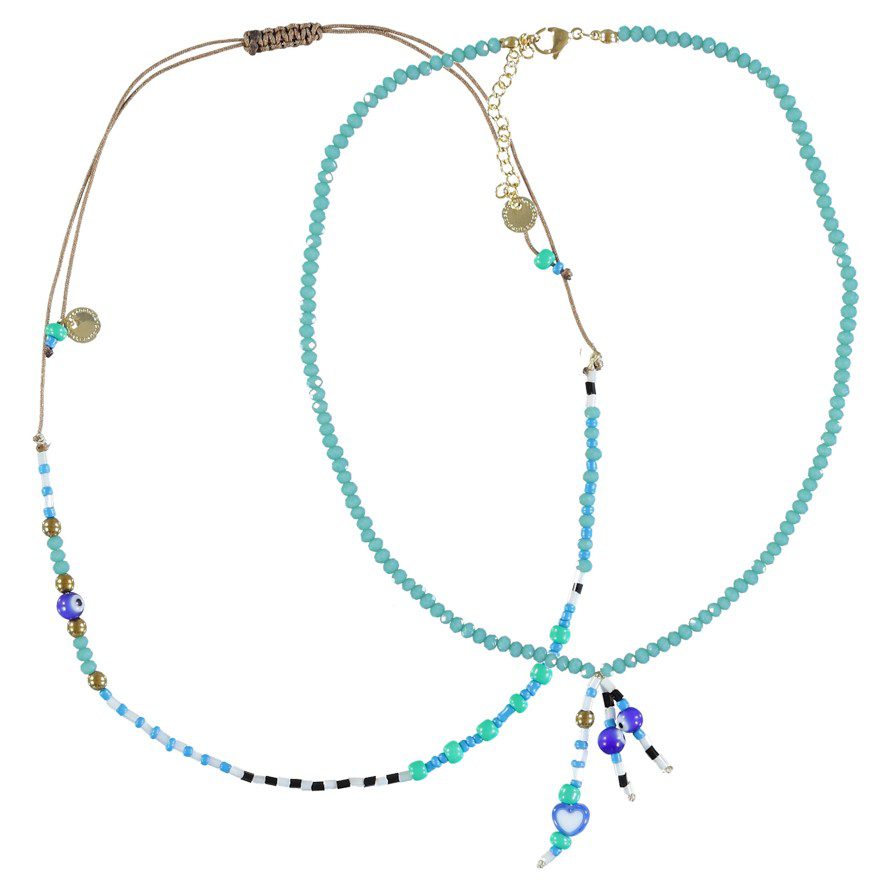 Necklaces |  Blue Multicolor Glass Beads