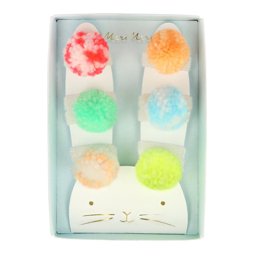 Neon Yarn Pompom Hair Ties