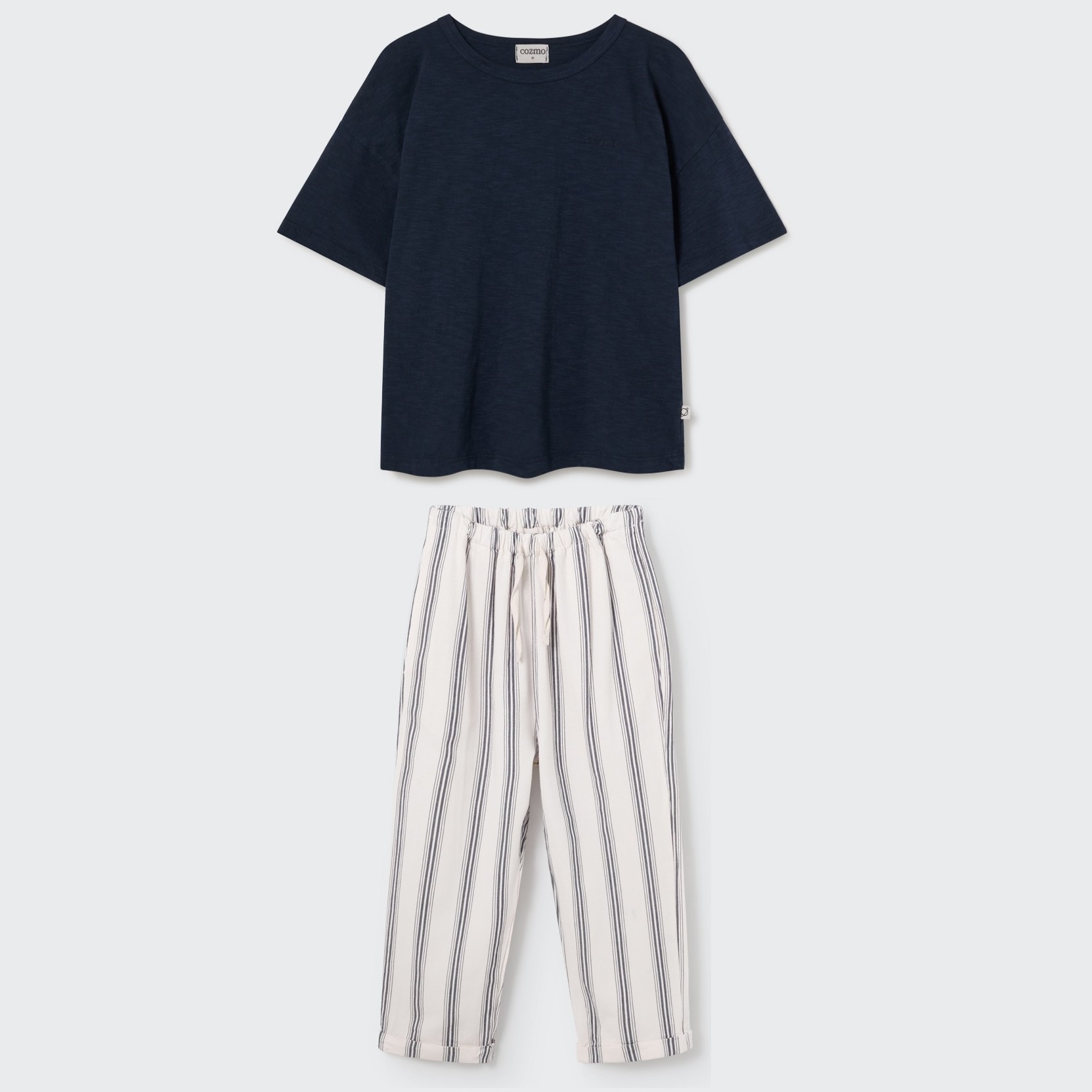 Olmok Tshirt & Oliverk Striped Pants | Ivory/Navy