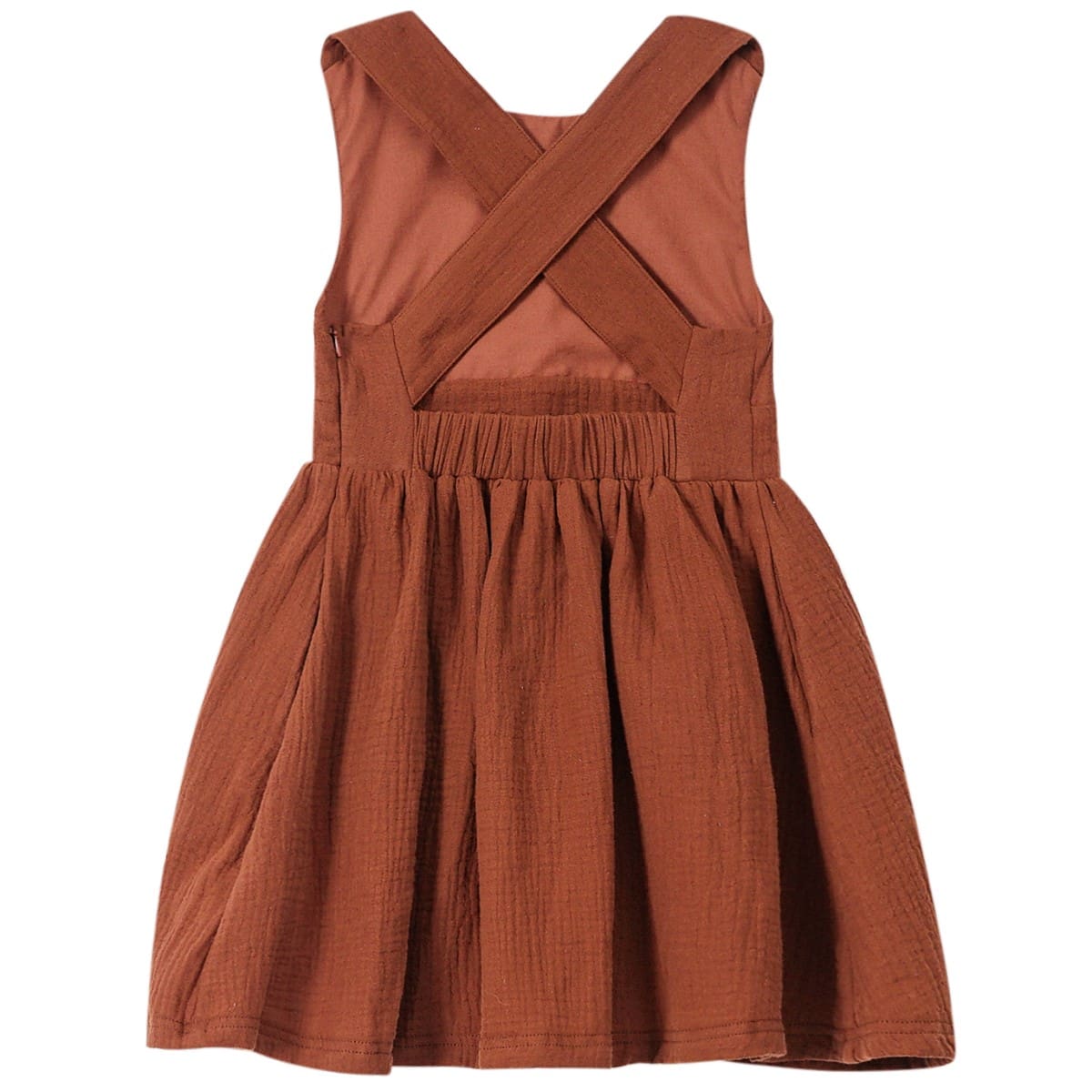 Girl Pinafore Gauze Dress | Terracotta