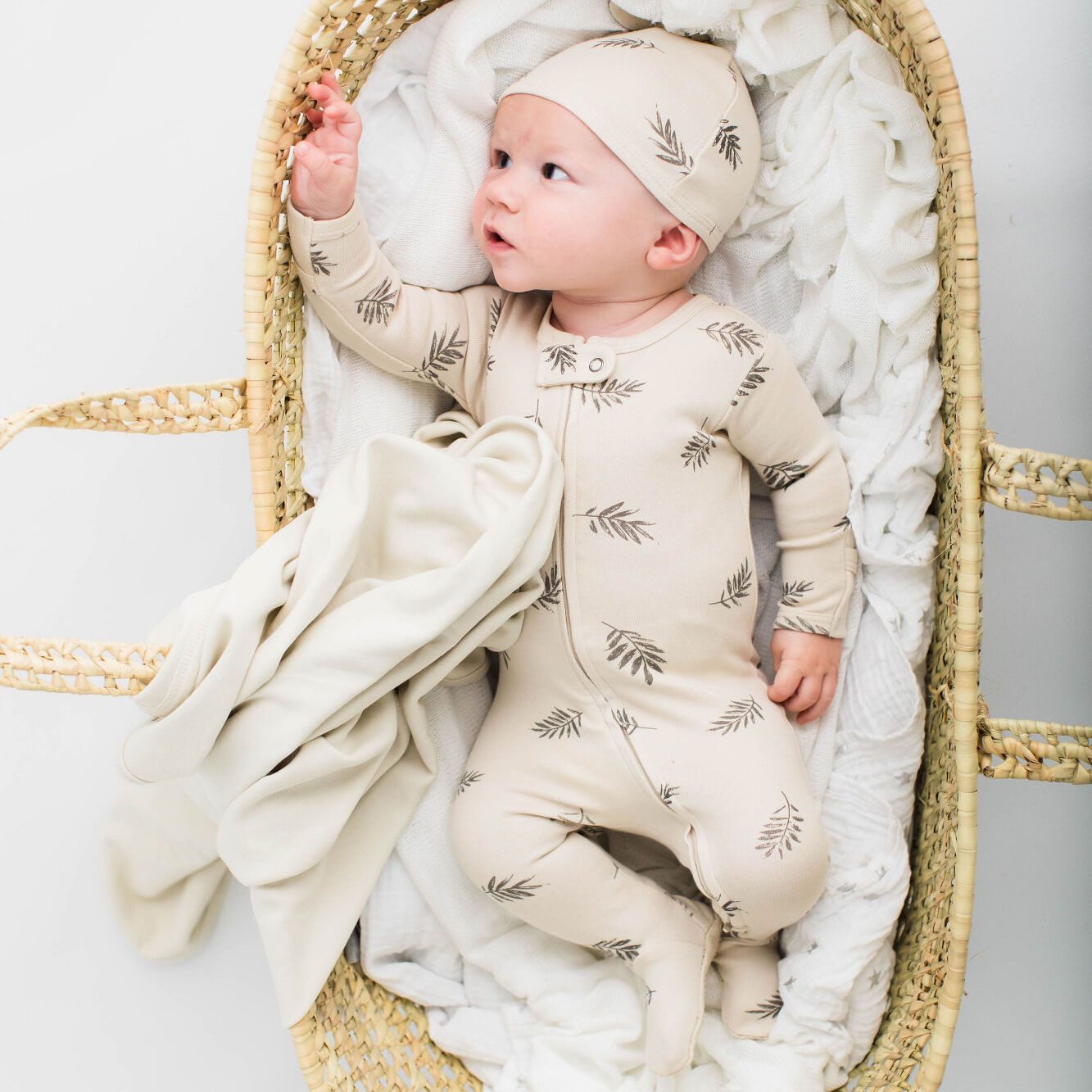 Zipper Footie | Stone Fern