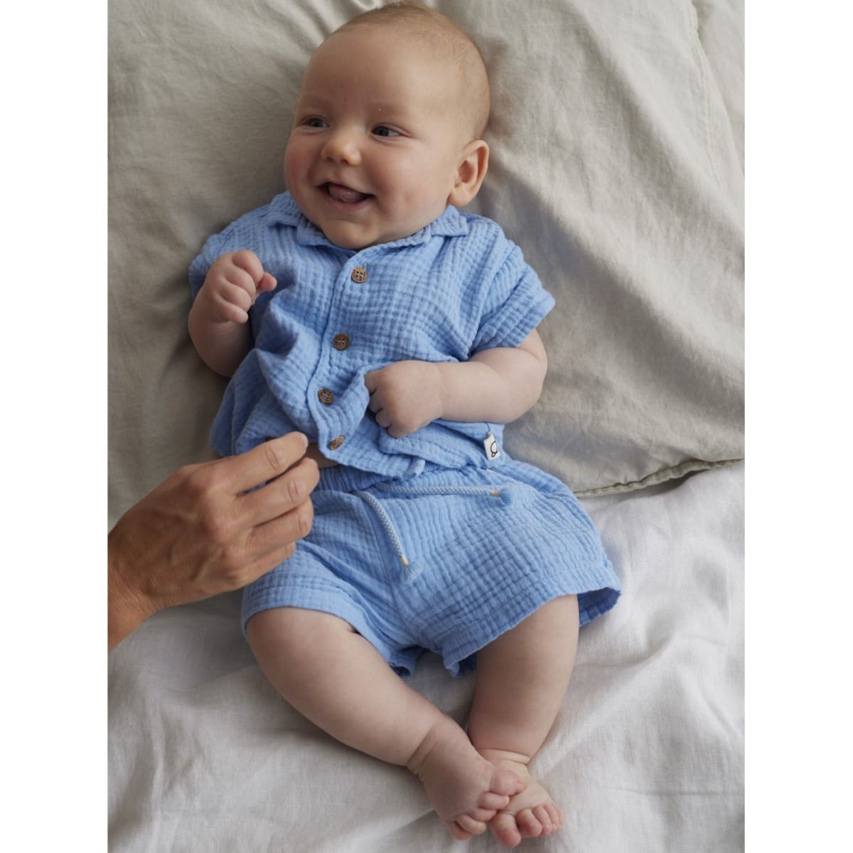 Pablo Soft Gauze Shirt & Adri Soft Gauze Shorts | Blue