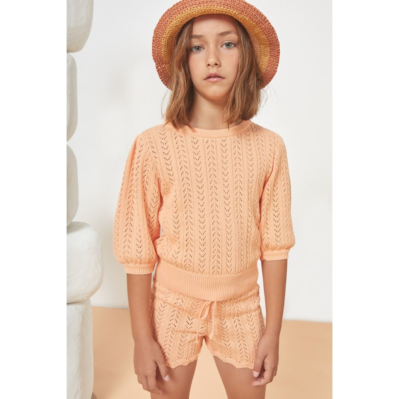 Nora Cotton Openwork Sweater & Shorts