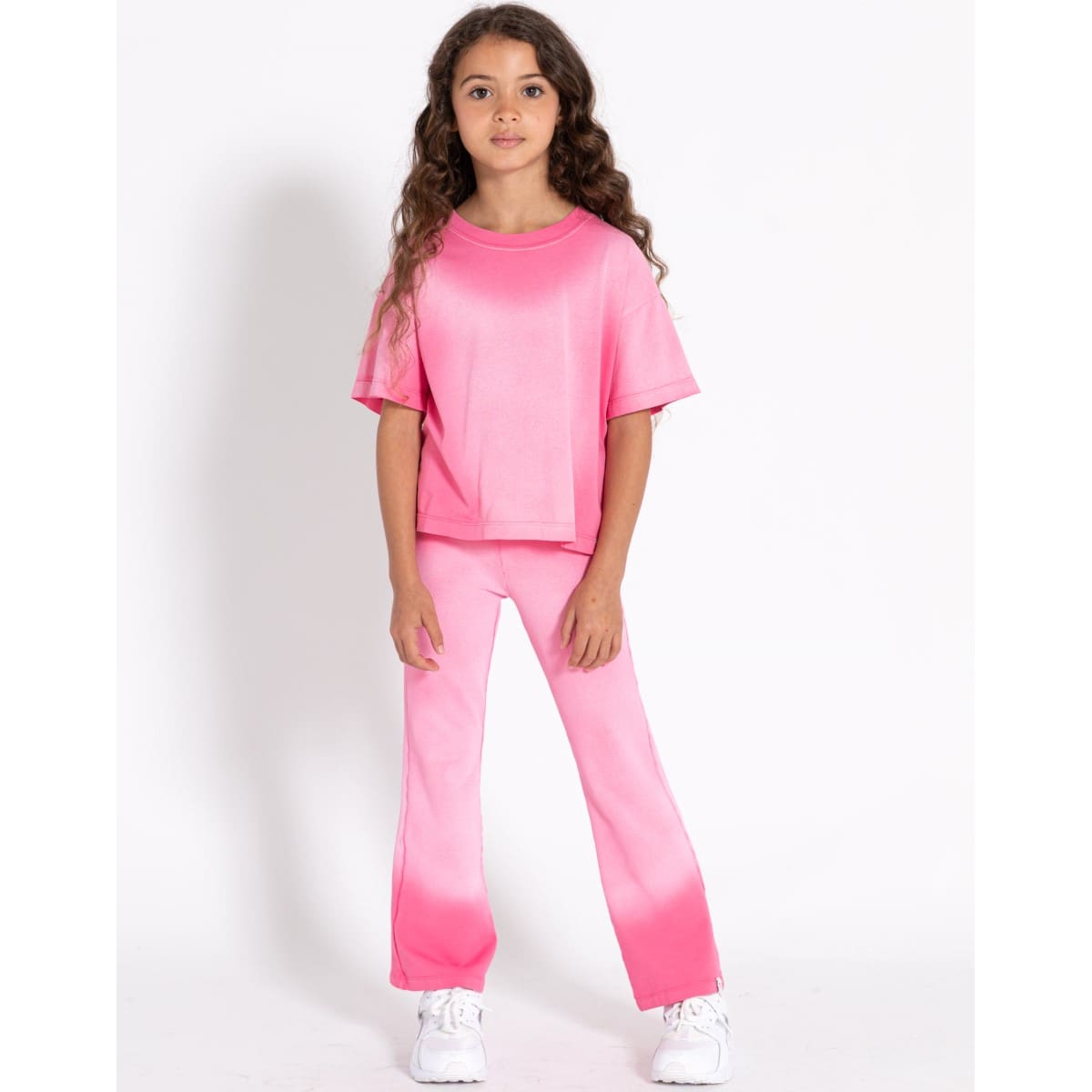 Queen Tshirt & Pearl Flared Leggings | Hot Pink Gradient