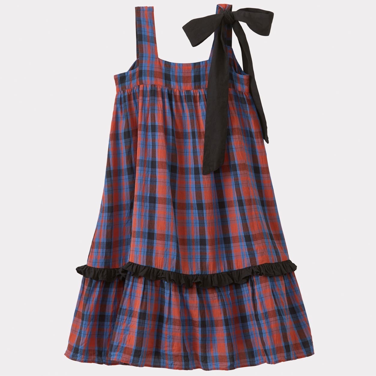 Peony Dress | Red/Blue Tartan