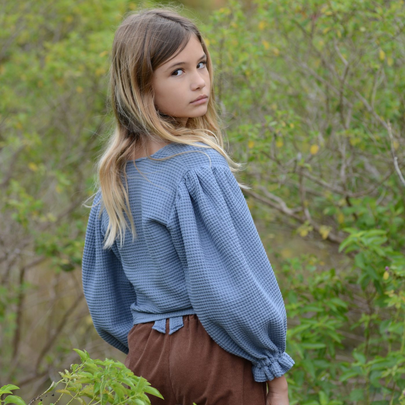 PIA Crossed Straps Blouse | Waffle Blue