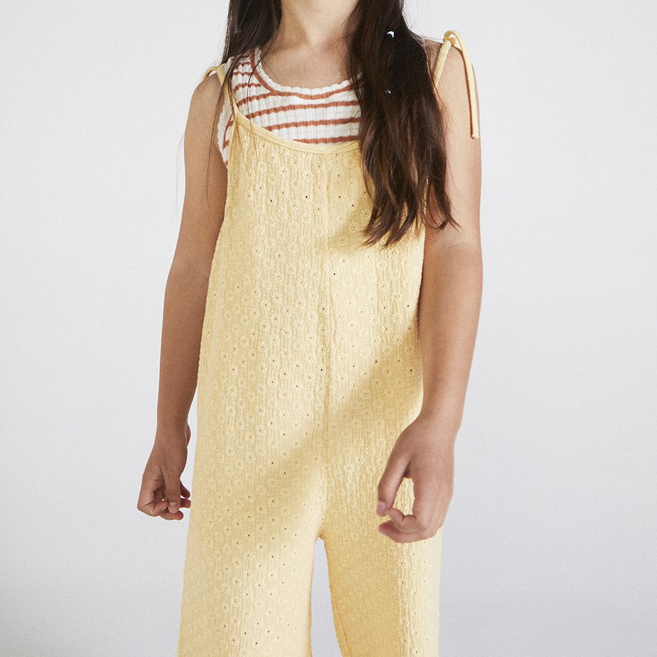 Clay Stripes T-Shirt & Yellow Daisies Overalls