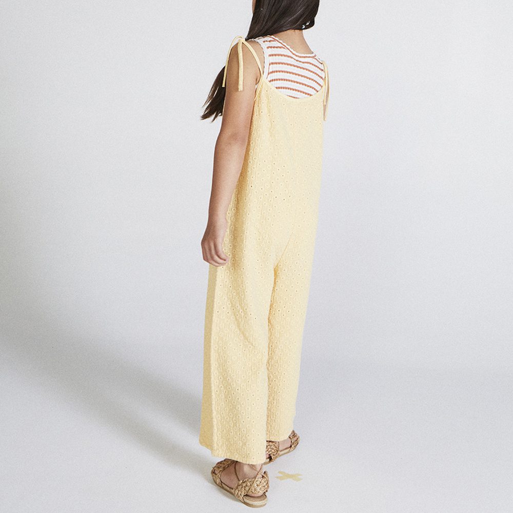 Clay Stripes T-Shirt & Yellow Daisies Overalls