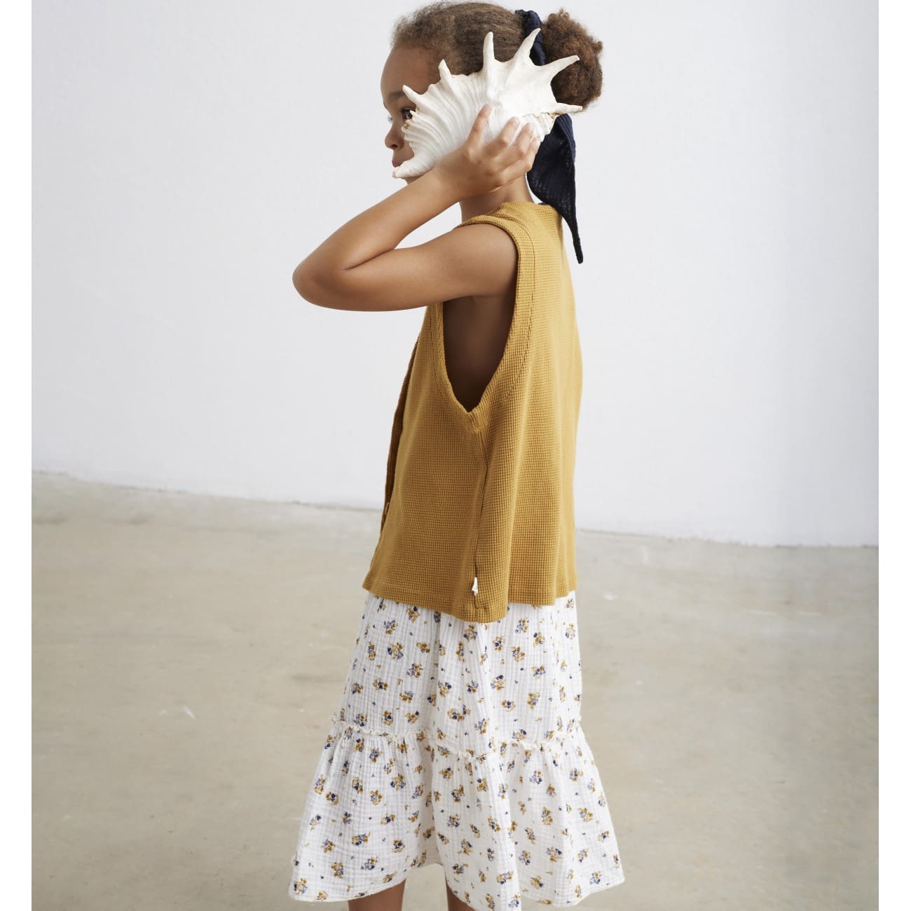 Piper Waffle Vest & Avery Gauze Skirt | Oil/Ivory