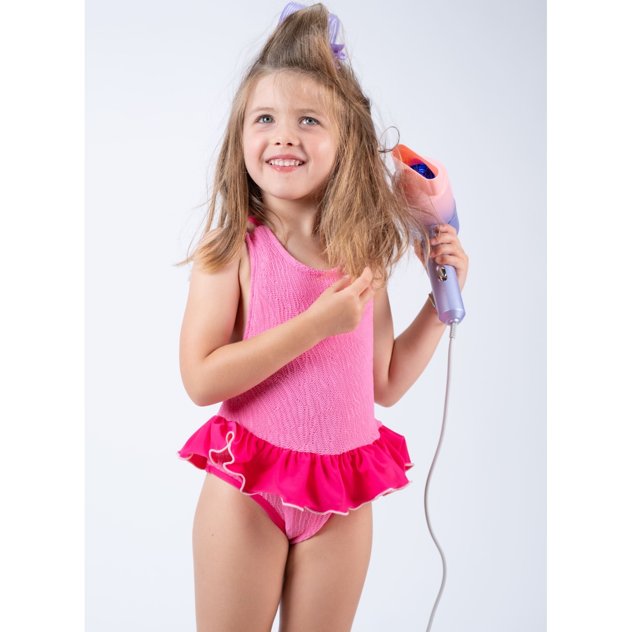 Pink Waves Textured Swimsuit