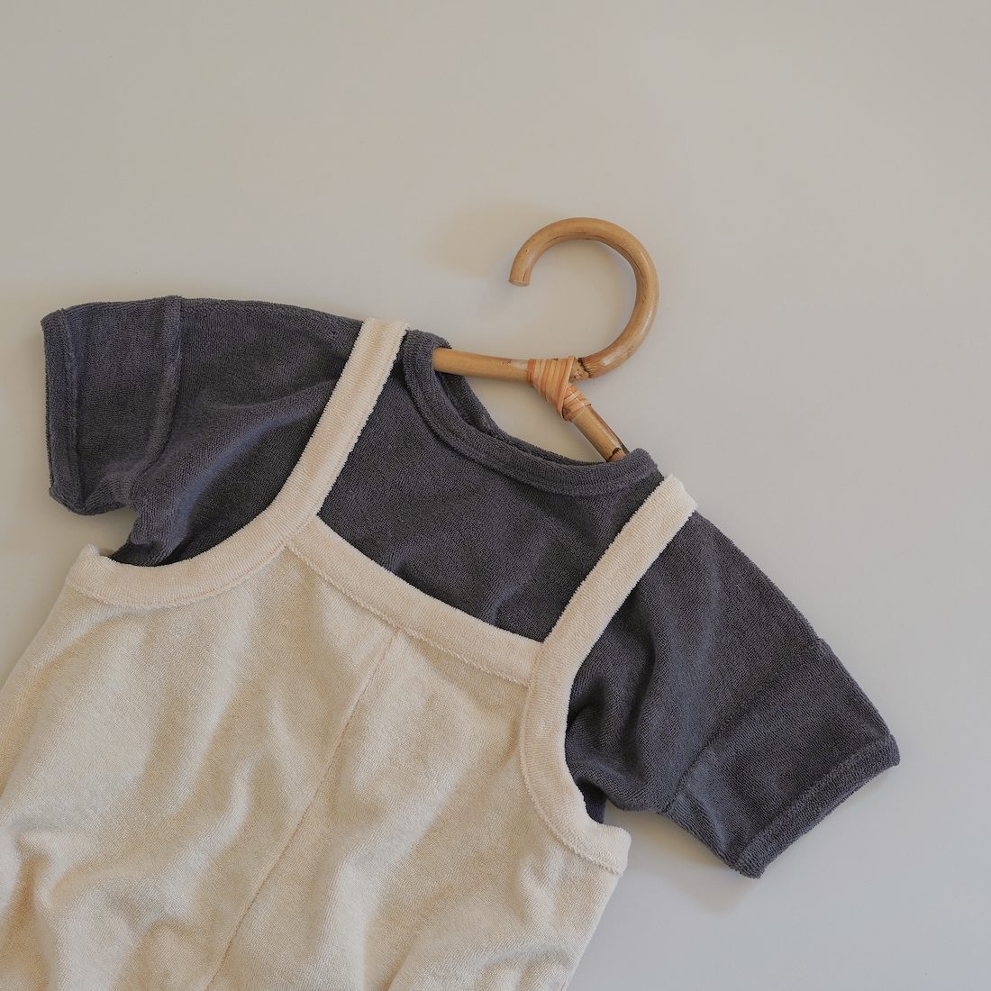 Pebble Terry Cropped Dungarees