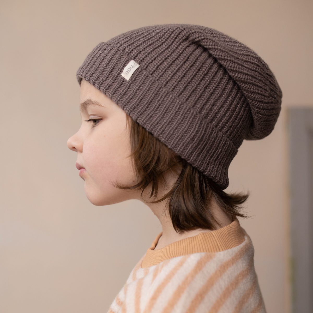 Rose Tan Oversized Teddy Sweater Stripes