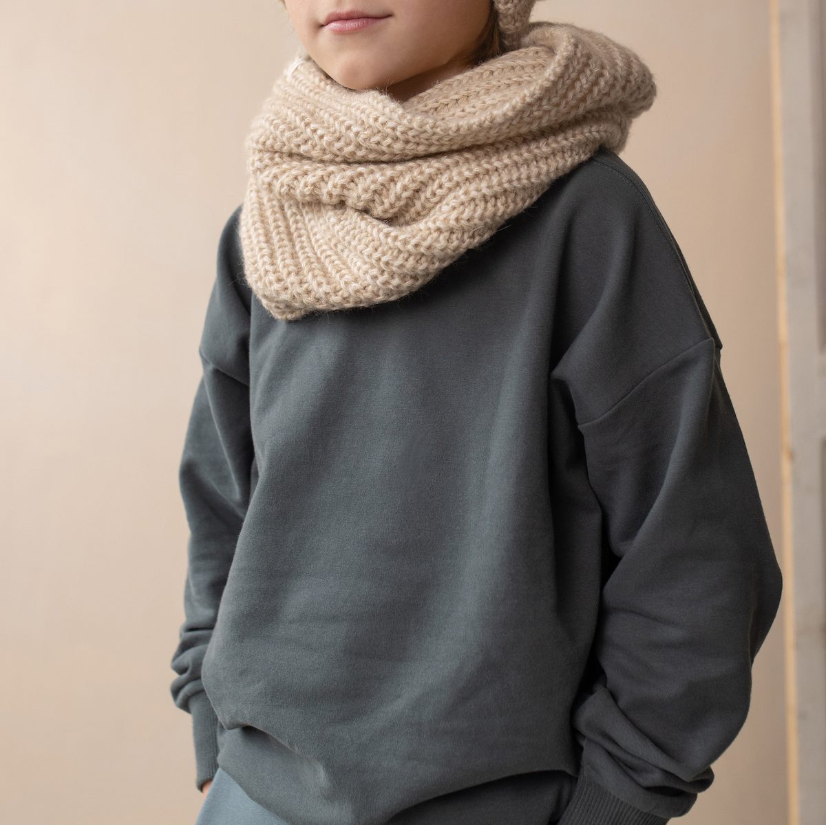 Foggy Blue Oversized Sweater & Heather Grey Tapered Pants Twill