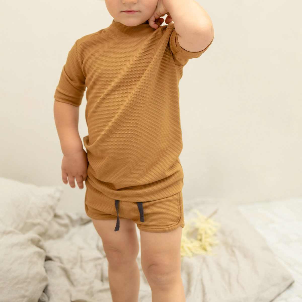 UV Top & Swim Shorts | Antique Brass