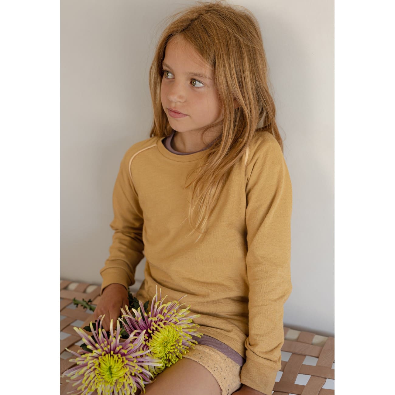 Textured Crewneck Raglan Top | Golden Kelp