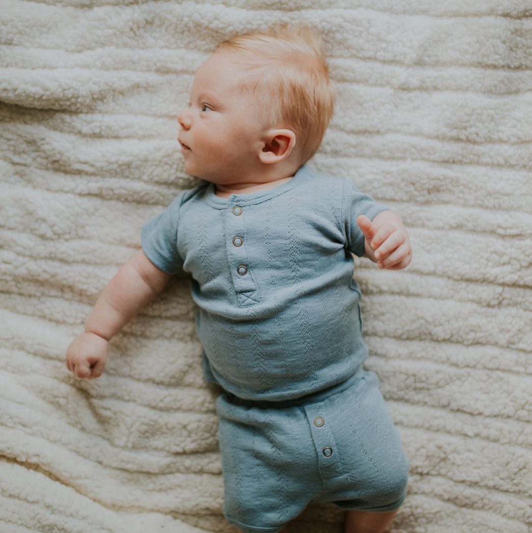 Pointelle Henley Tee & Shorts | Pool