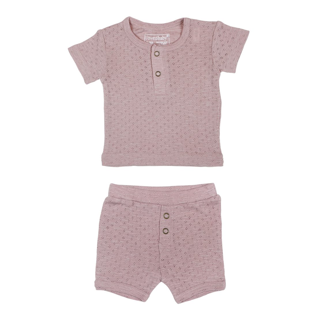 Pointelle Henley Tee & Shorts | Thistle