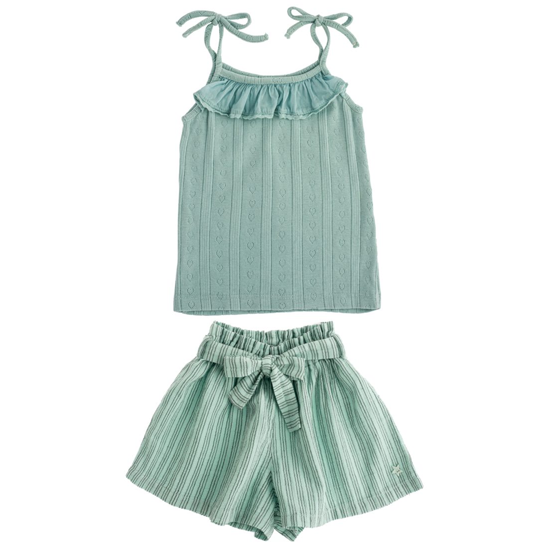 Pointelle Top & Striped Shorts