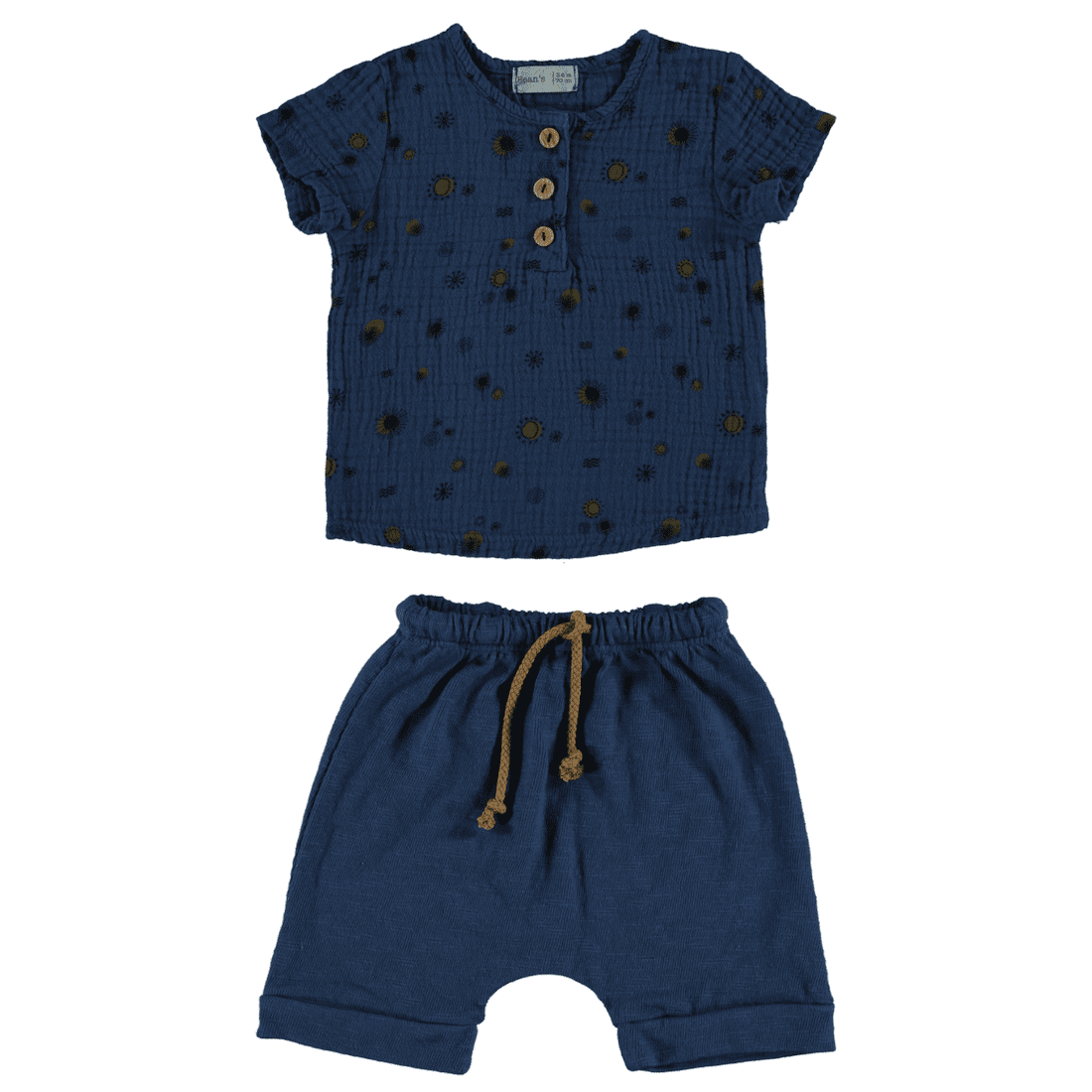 Printed Shirt & Cotton Shorts Blue