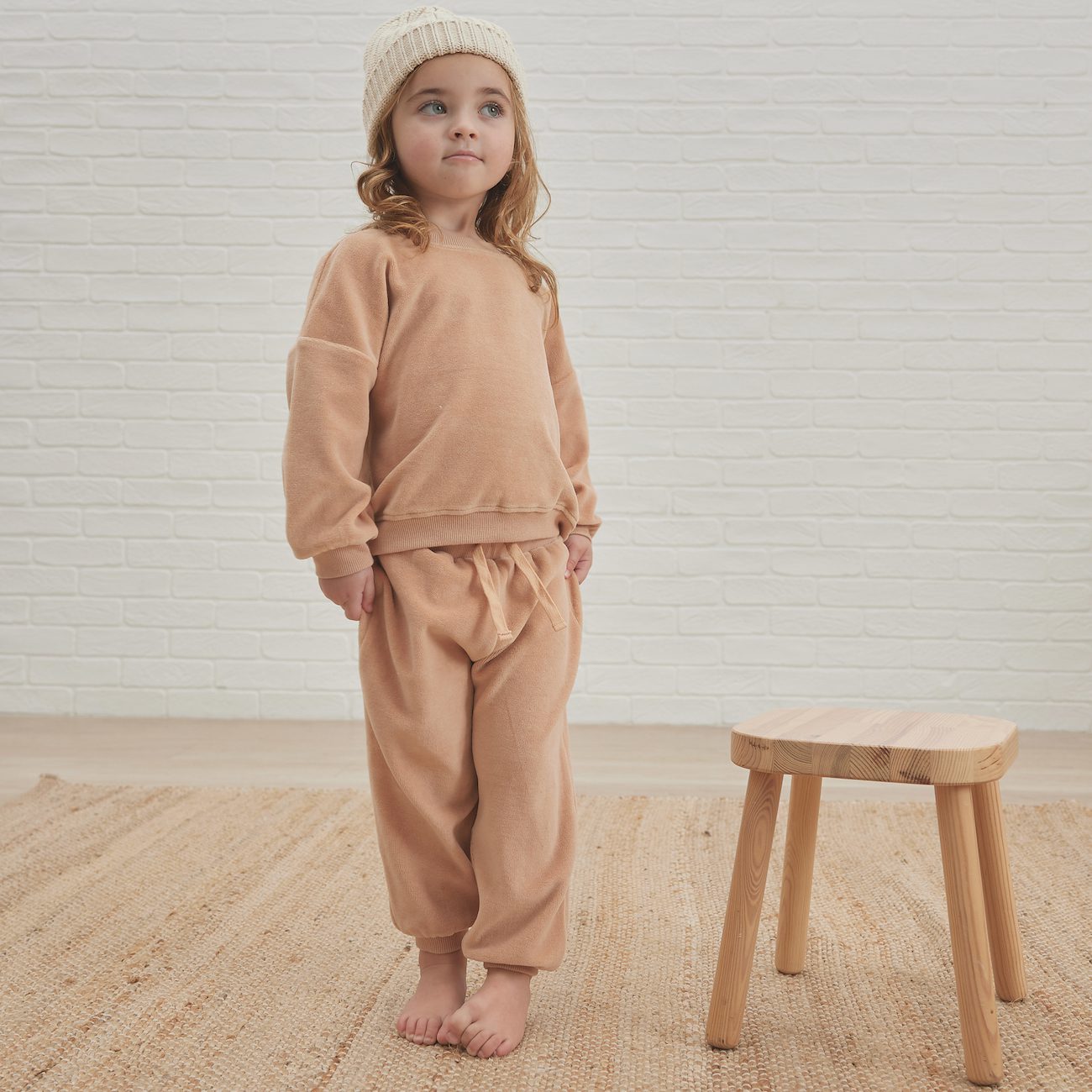 Velour Relaxed Sweatshirt & Sweatpants | Blush
