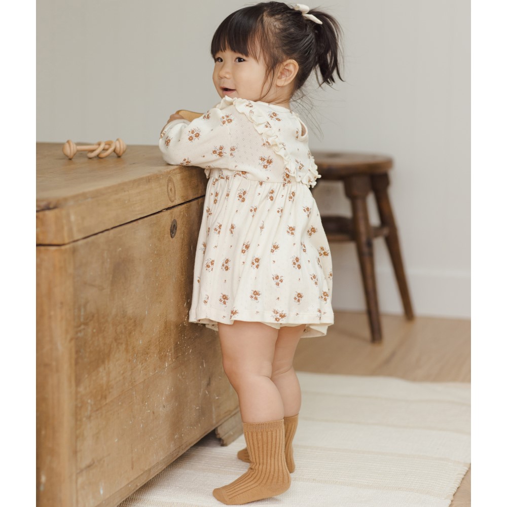 Long Sleeve Ruffle V Dress | Autumn Flora