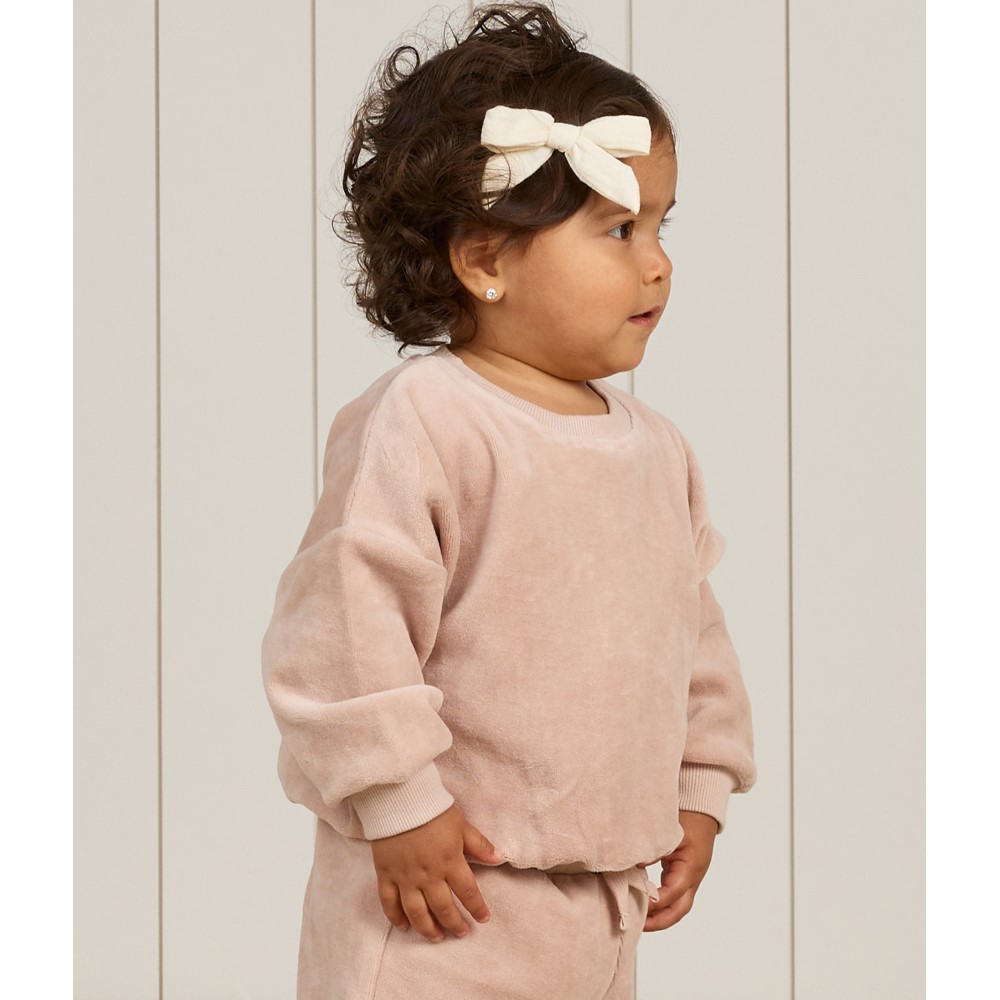 Velour Relaxed Sweatshirt & Sweatpants | Blush