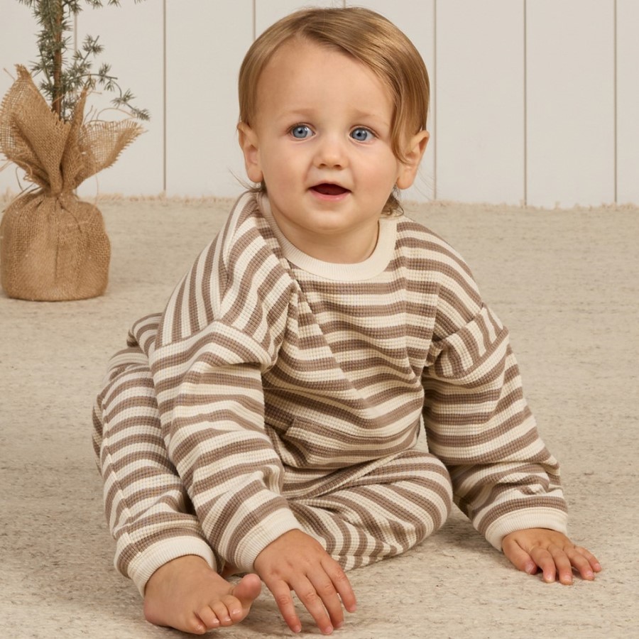 Waffle Slouch Set | Olive Stripe