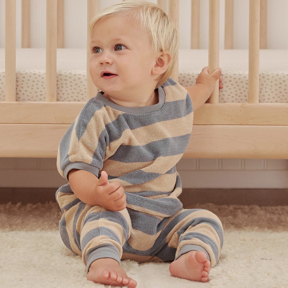 Terry Tee Set | Ocean & Latte Stripe