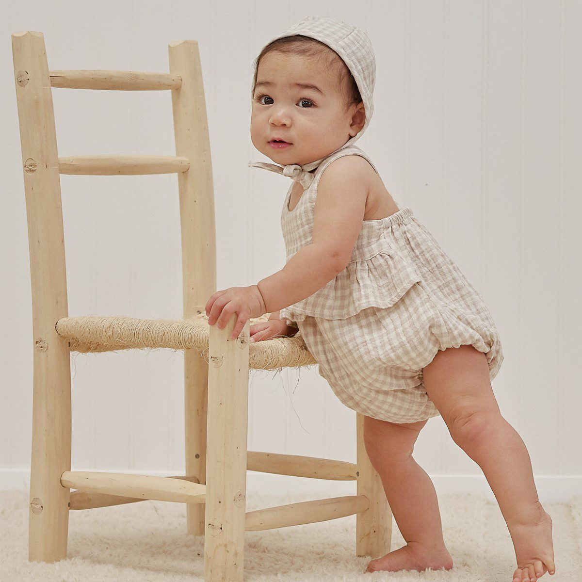 Penny Romper | Silver Gingham