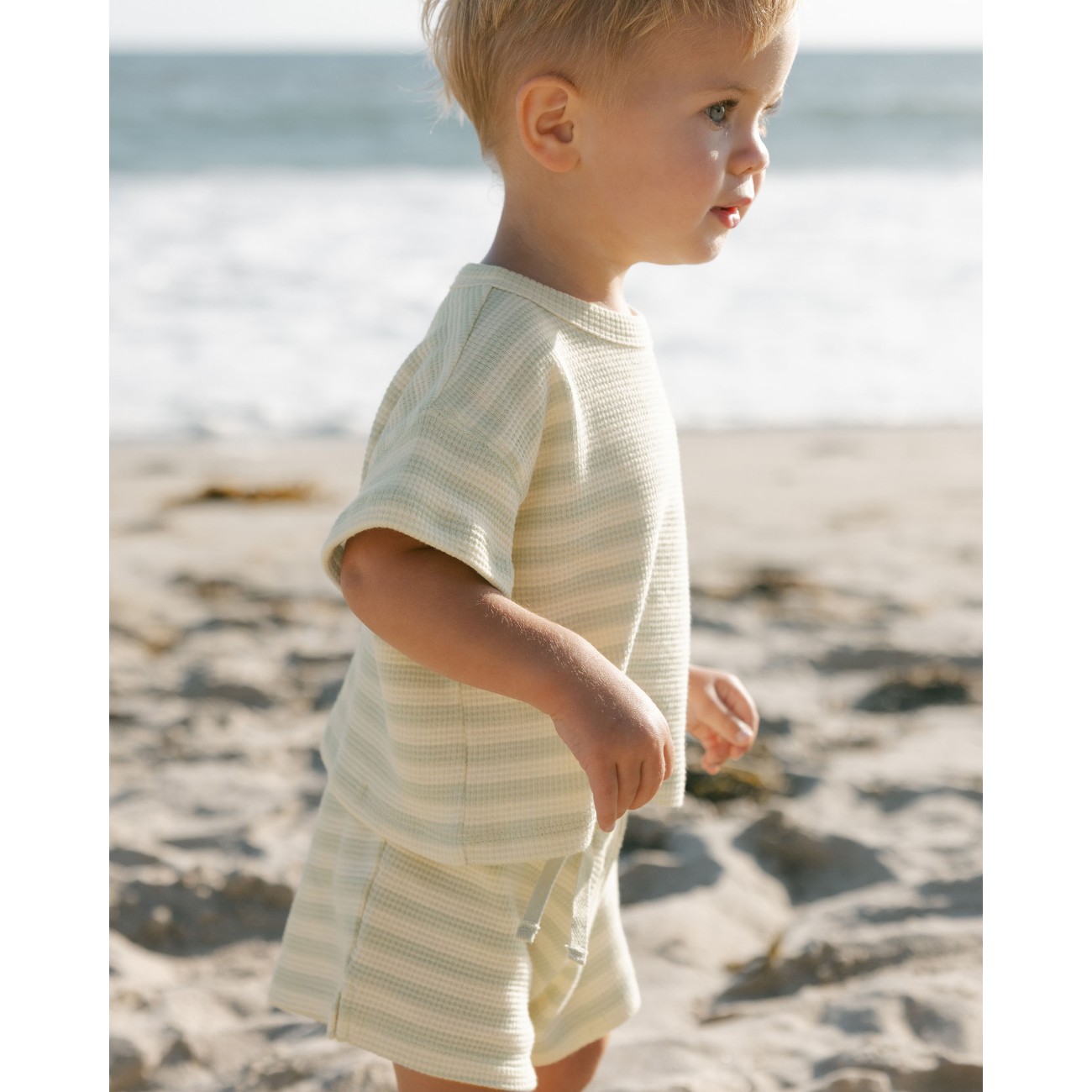 Waffle Tee + Short Set | Mint Stripe