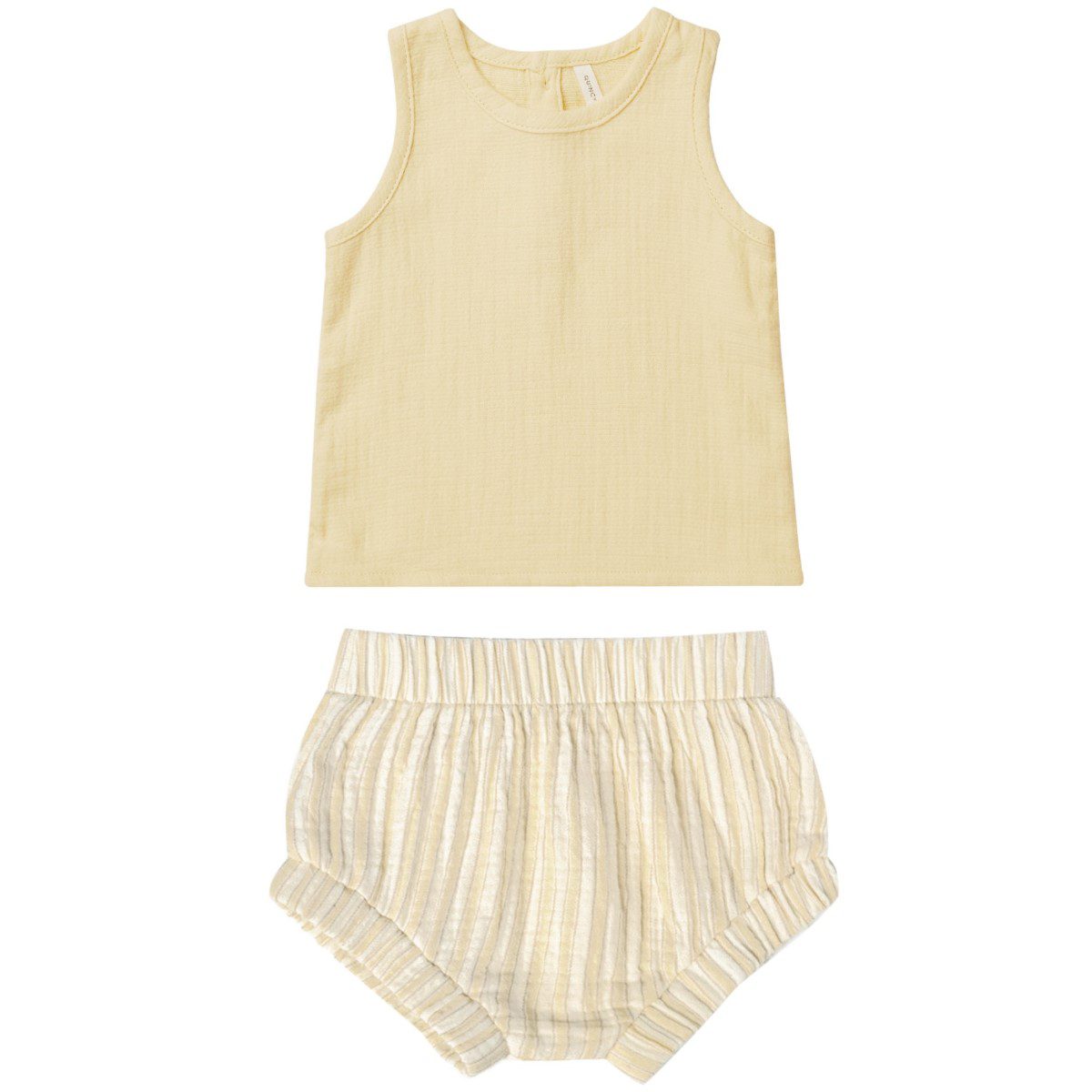 Woven Tank Top & Button Short | Yellow/Vintage Stripe