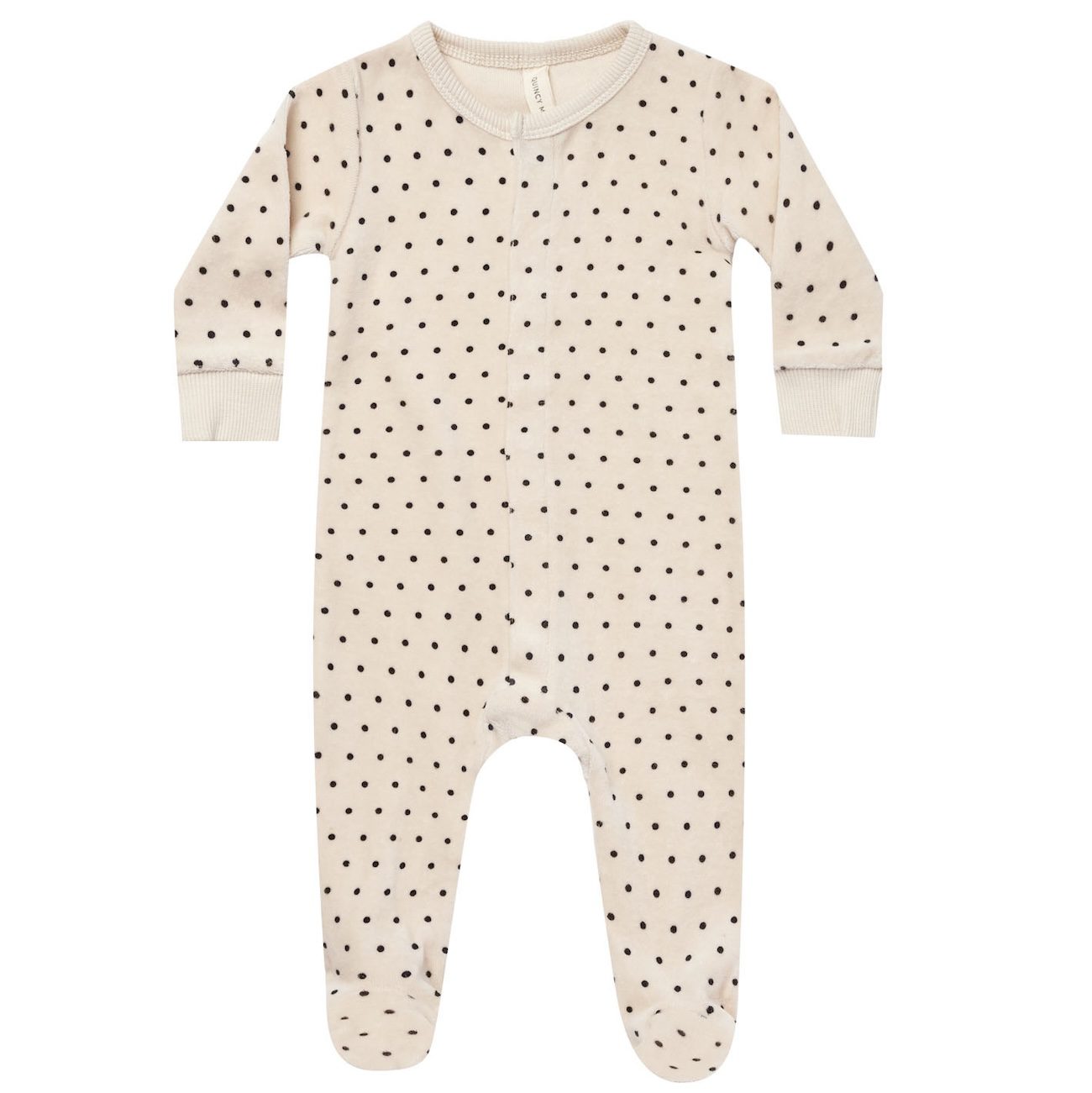 Velour Hidden Snap Footie | Polka Dots