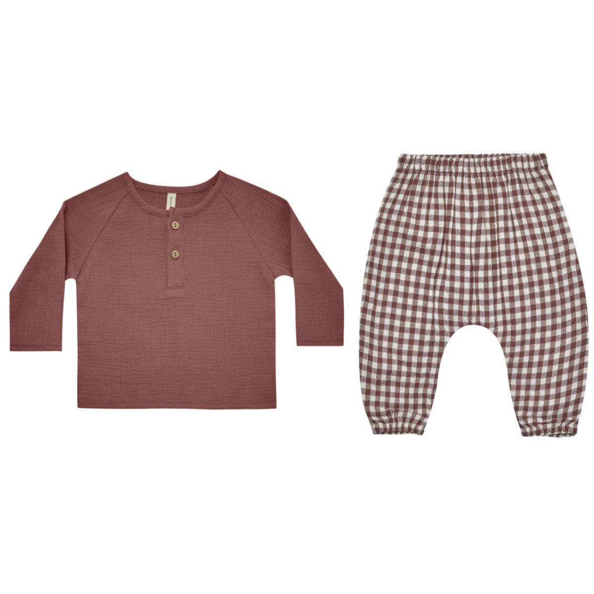 Plum Zion Shirt & Plum Gingham Woven Pant