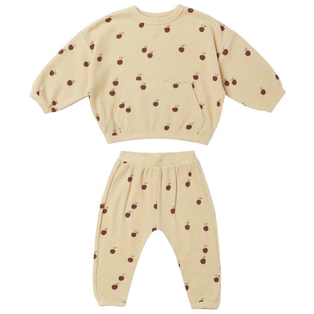 Waffle Sweater + Pant Set | Apples