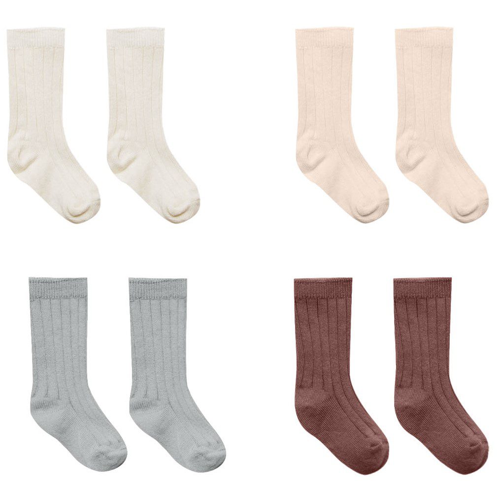 Socks, Set Of 4 | Ivory, Shell, Dusty Blue, Plum