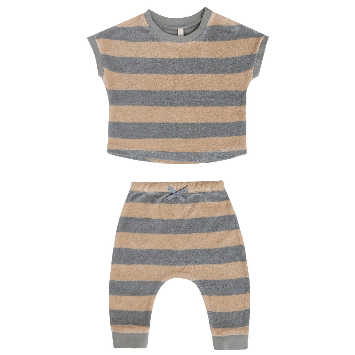 Terry Tee Set | Ocean & Latte Stripe