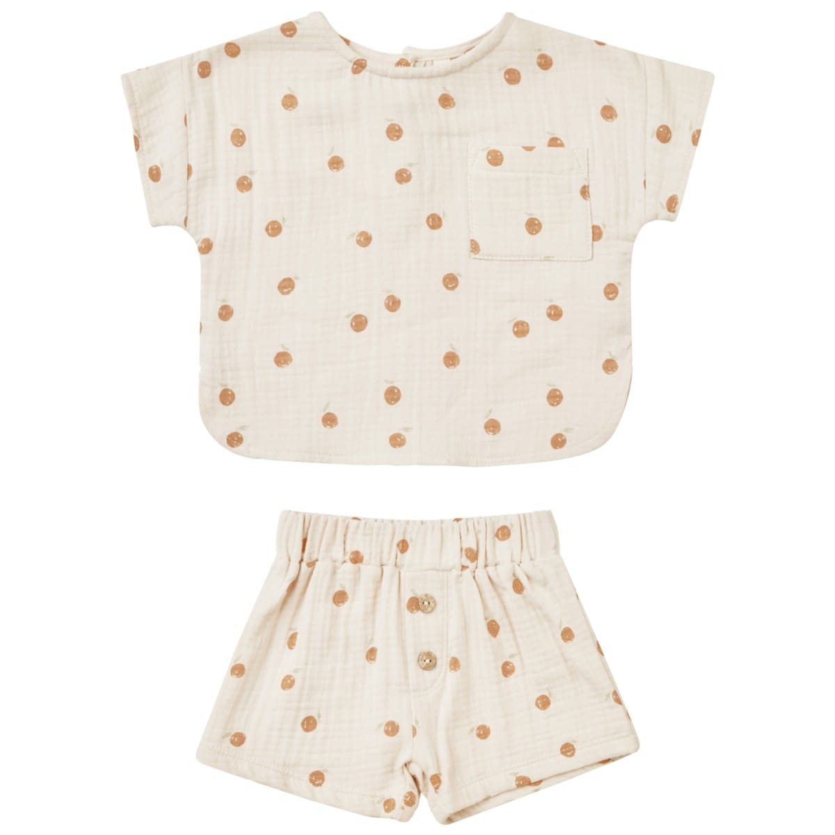 Woven Boxy Top + Short Set | Oranges