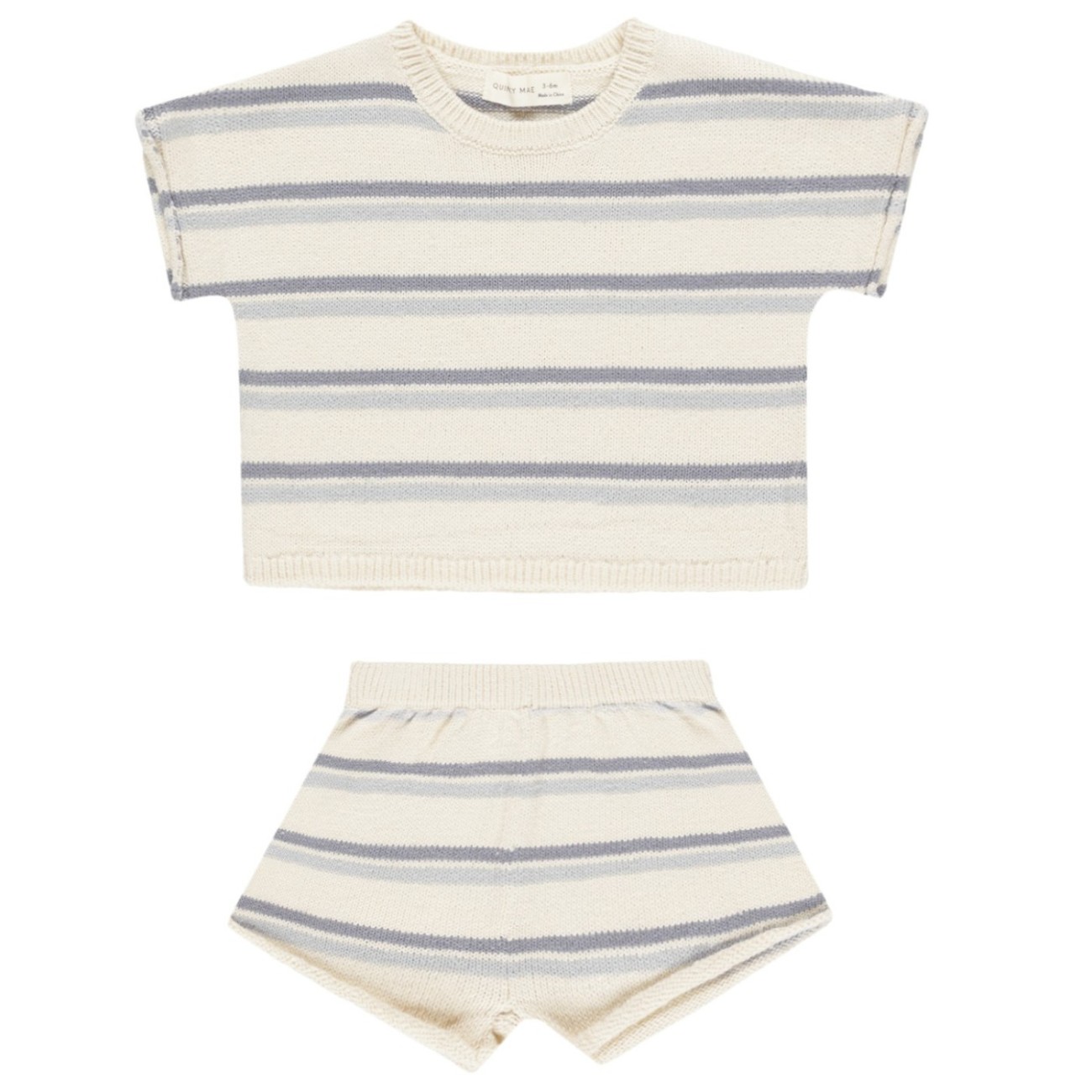 Relaxed Summer Knit Set | Blue Stripe