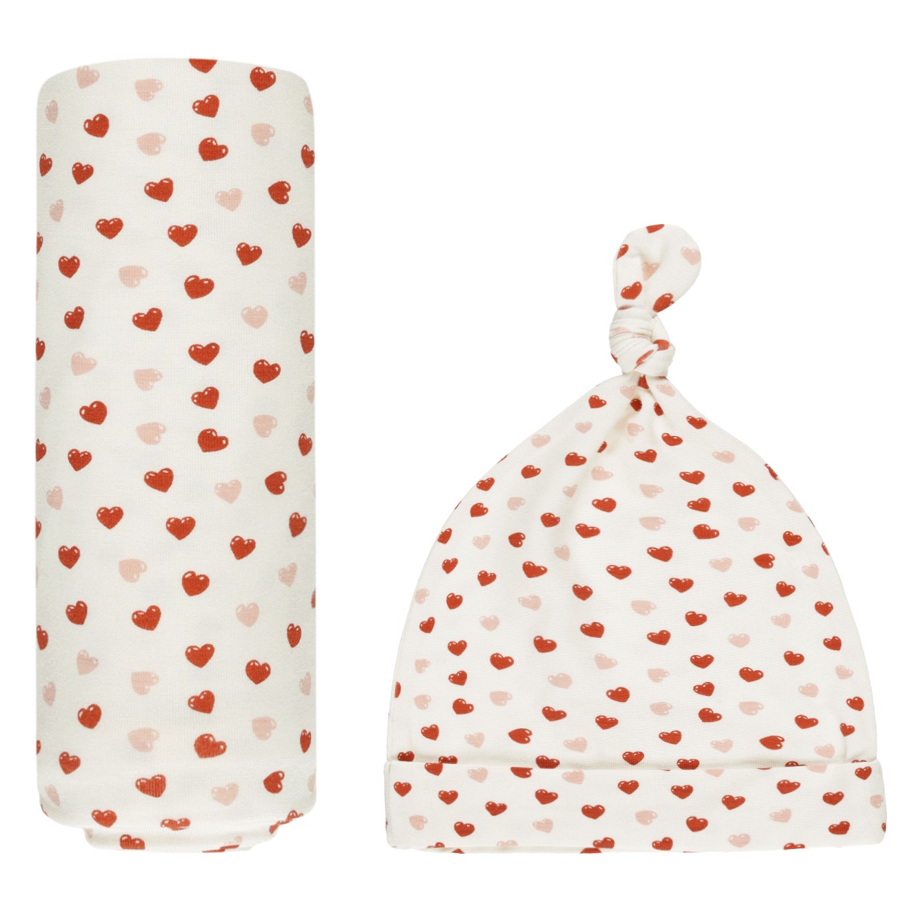 Bamboo Swaddle & Knotted Hat | Valentines