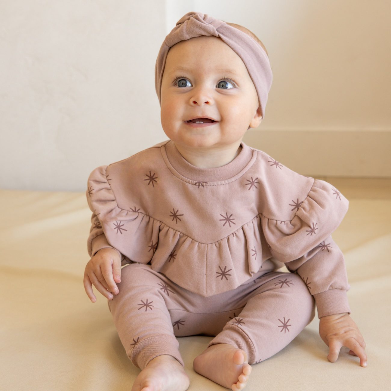 Ruffle Fleece Sweatshirt & Fleece Sweatpant | Snow Stars