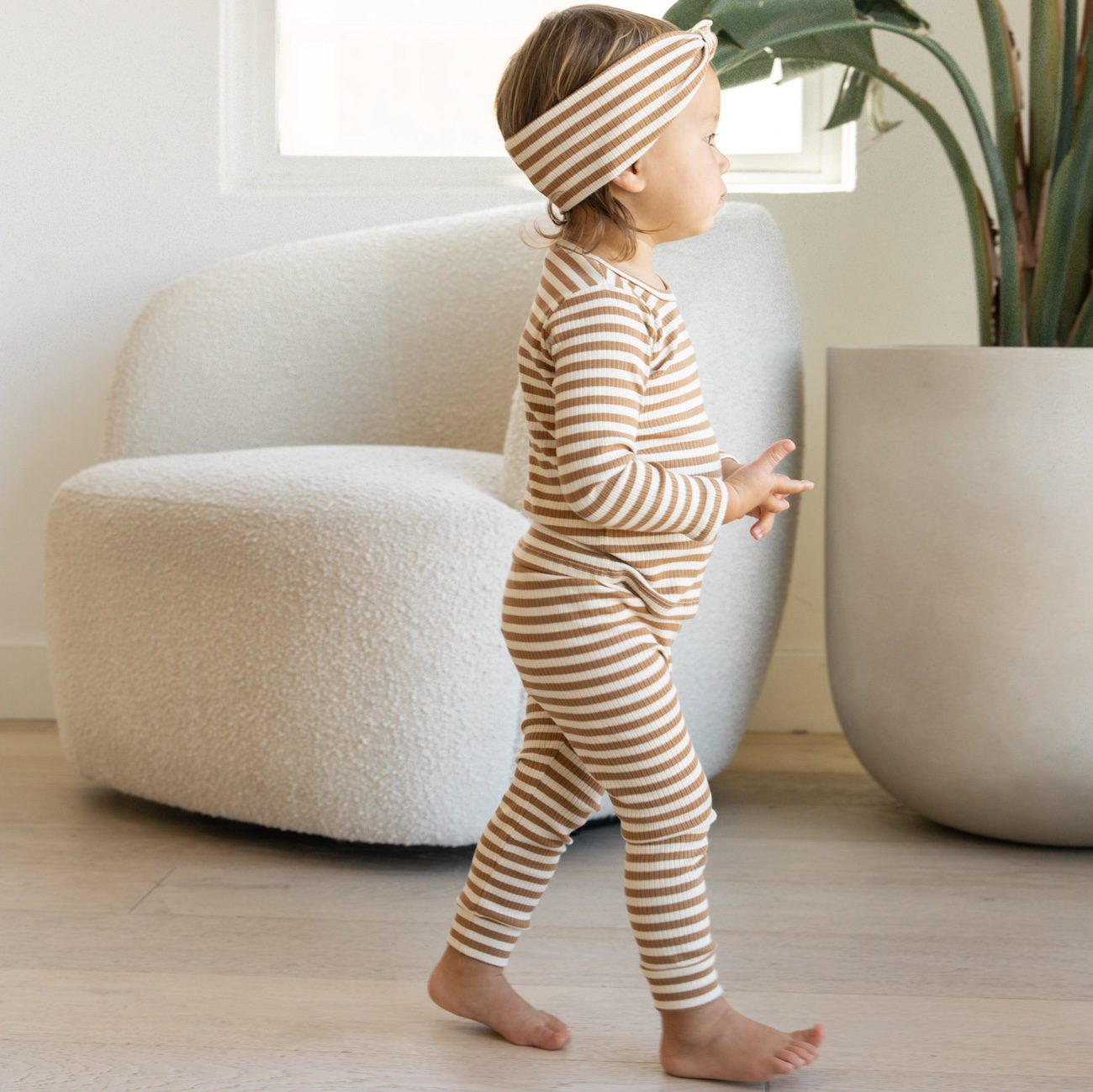 Ribbed Tee And Legging Set | Cinnamon Stripe