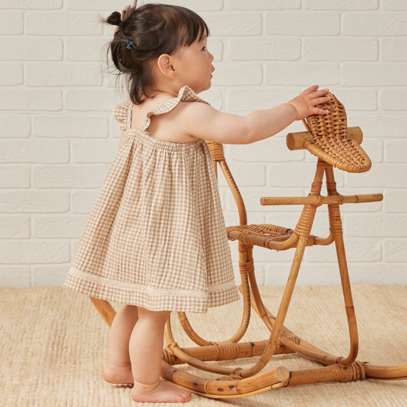 Ruffle Tank Dress | Oat Gingham