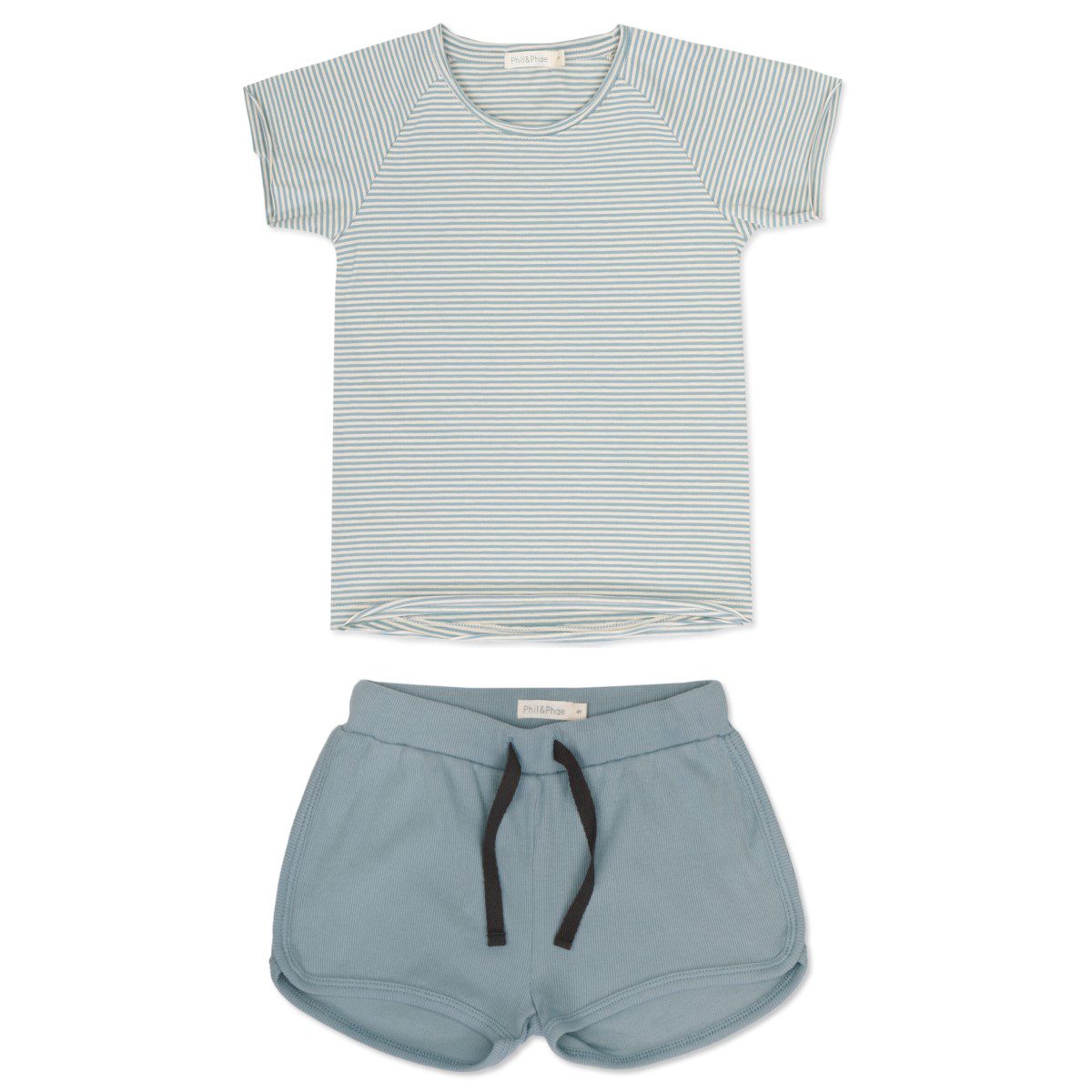Raglan Tee S/S Stripes & Rib Shorts | Cloudy Blue