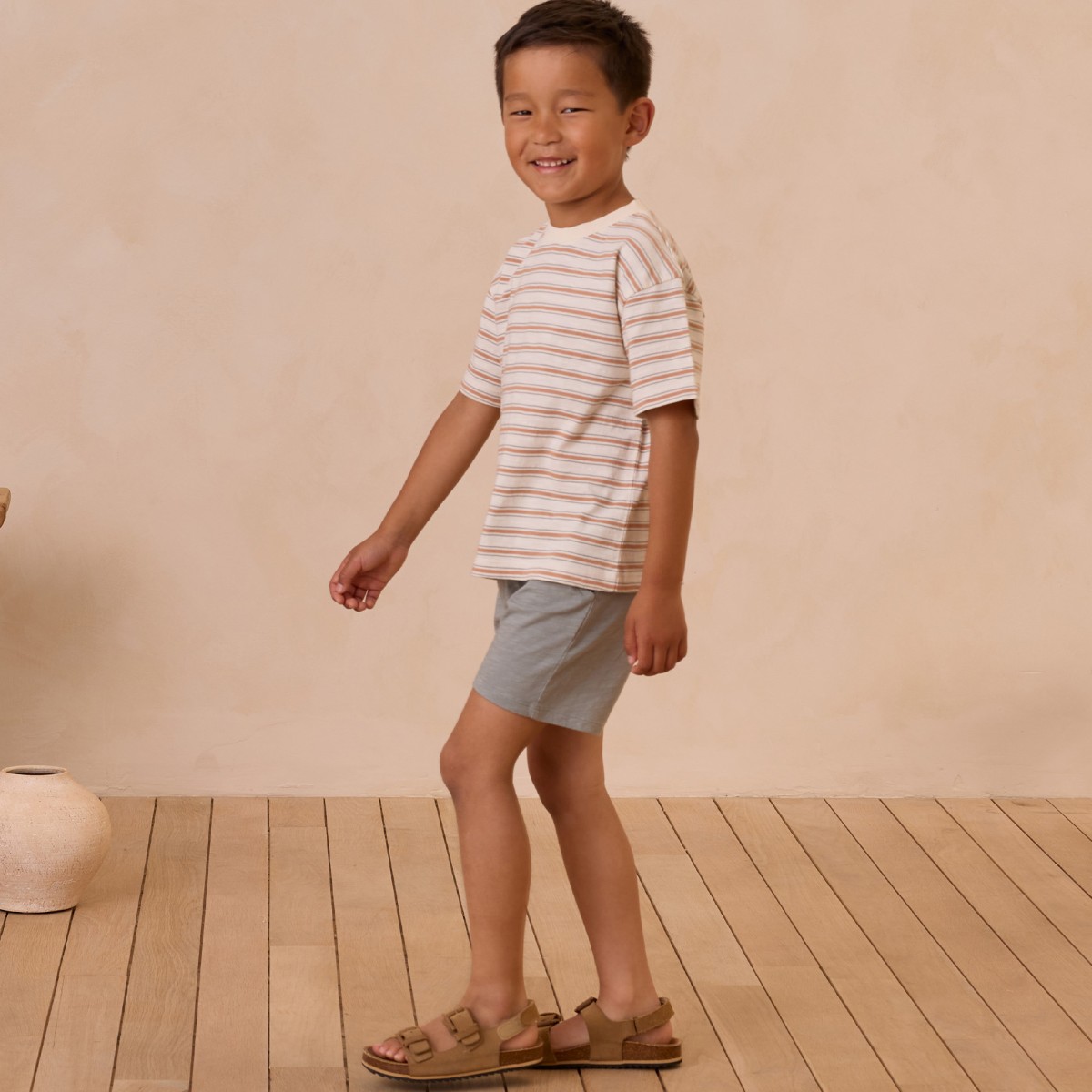 Relaxed Tee Grapefruit Stripe & Sam Short Eucalyptus