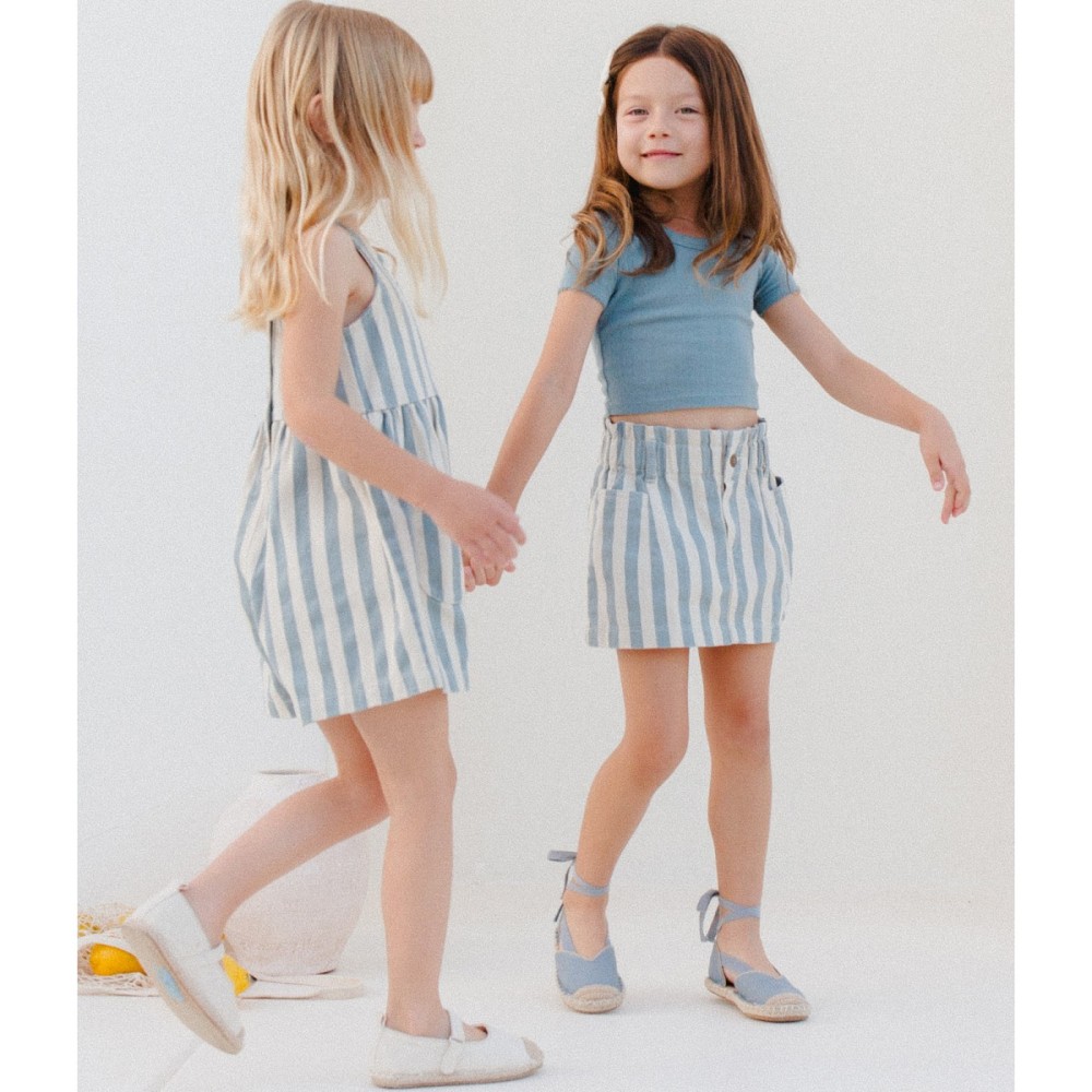 Denim Mini Skirt | Ocean Stripe