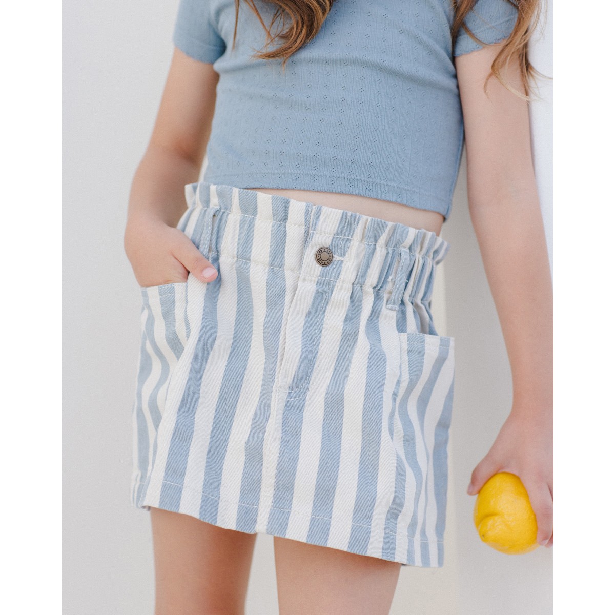 Denim Mini Skirt | Ocean Stripe