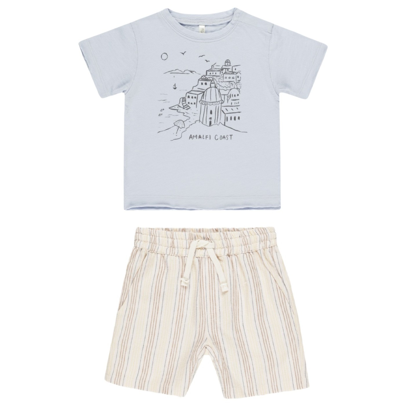 Amalfi Coast Raw Edge Tee & Summer Stripe Bermuda Short