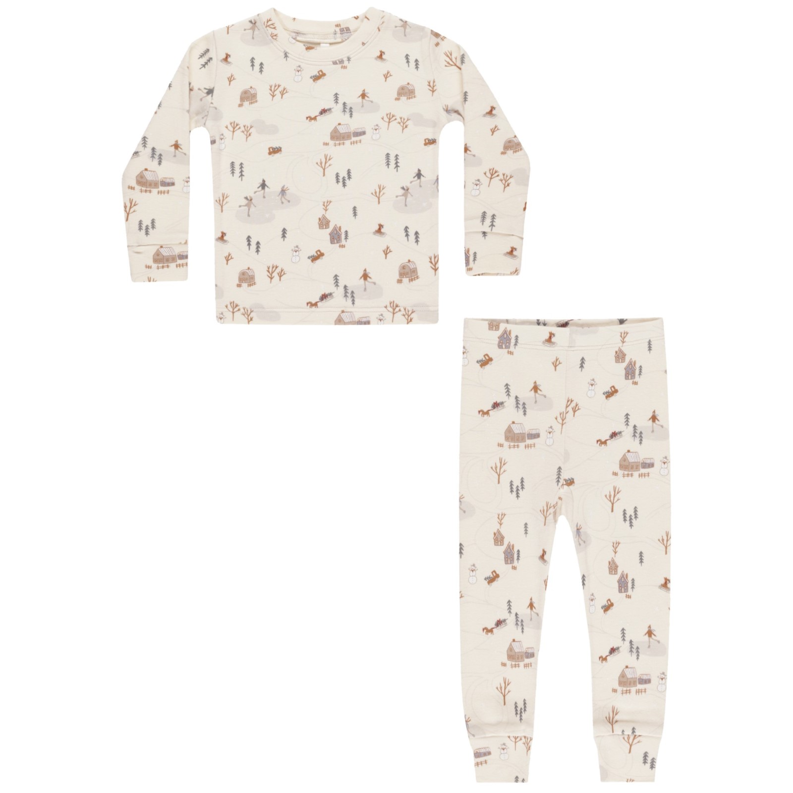 Organic Long Sleeve Pajama Set | Winter Town